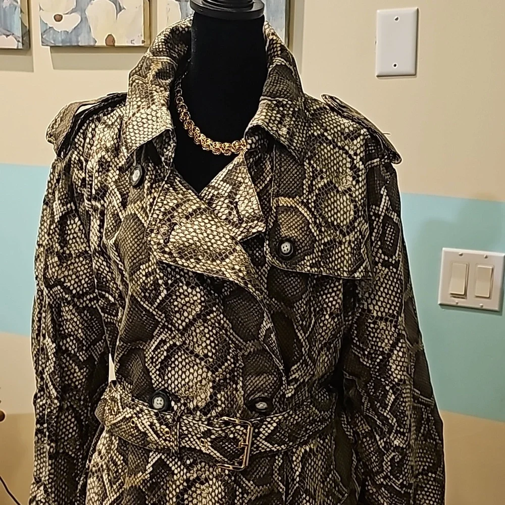 Michael Kors Snake Print Trench Coat - Picture 2 of 13